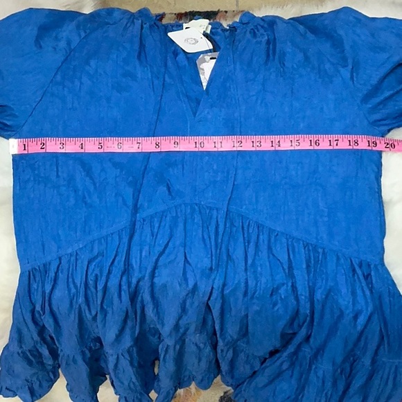 NWT Pinch Crinkled Mini Dress S gorgeous unique blue color‎ mini tunic tiered - Picture 9 of 13